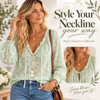 Elegant French Lace Tie-Neck Blouse | Casual Long Sleeve Boho Top