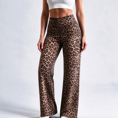🐆 Women's Leopard Print Wide-Leg Pants ✨ – High Waist & Relaxed Fit