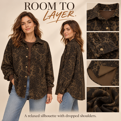 Women’s Cheetah Print Cotton Shacket – Effortless Fall Layering