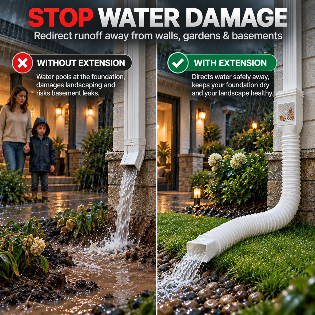Flexible Downspout Extender & Rainwater Drainage Pipe for Home Foundation