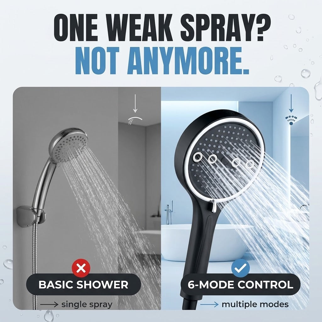 6-Mode High-Pressure Handheld Shower Head
