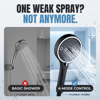 6-Mode High-Pressure Handheld Shower Head