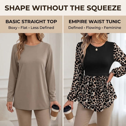 Women's Long Sleeve Tunic Top with Flattering Empire Waist