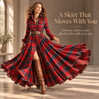 Vintage Plaid Button-Front Maxi Dress – Belt Included