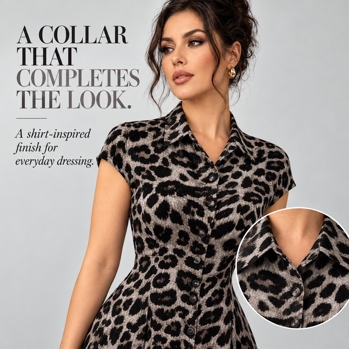 Women’s Leopard Print Maxi Shirt Dress