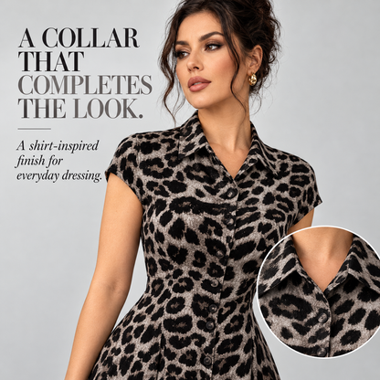 Women’s Leopard Print Maxi Shirt Dress