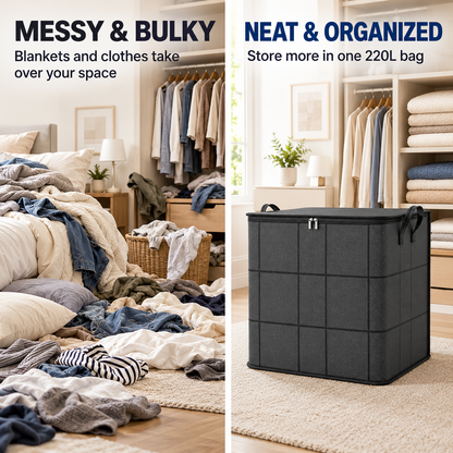 220L Foldable Storage Bag – Extra Large Organizer for Clothes, Blankets & Bedding