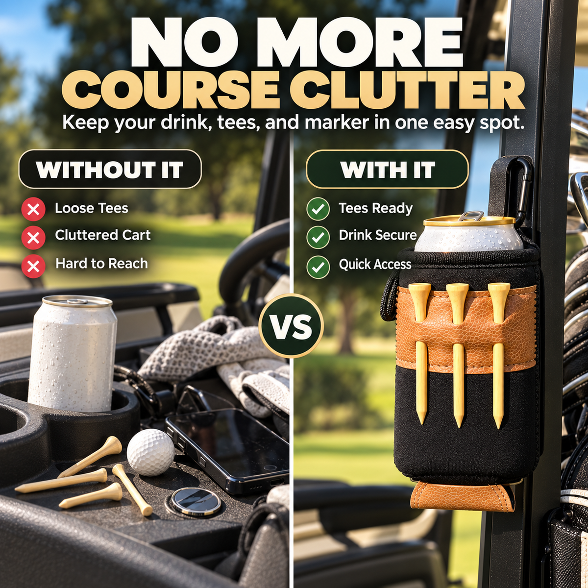 Magnetic Golf Cart Caddie – Keep Drinks, Tees & Markers Ready