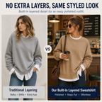 Effortless Casual Style: Women's Relaxed Layered Crewneck Sweatshirt Everyday Top