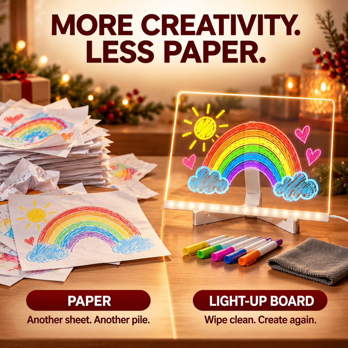 LED Light-Up Drawing Board for Kids – Reusable Acrylic Message & Doodle Board