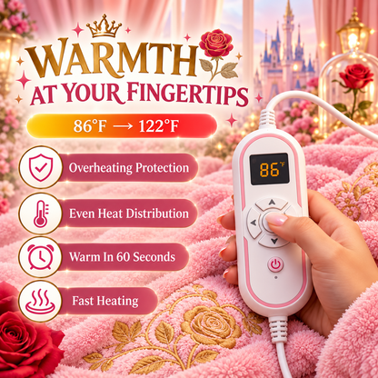👑 Fairytale Royal Heated Robe – Plush Sherpa Lined Electric Heating Long Dressing Gown 🔥