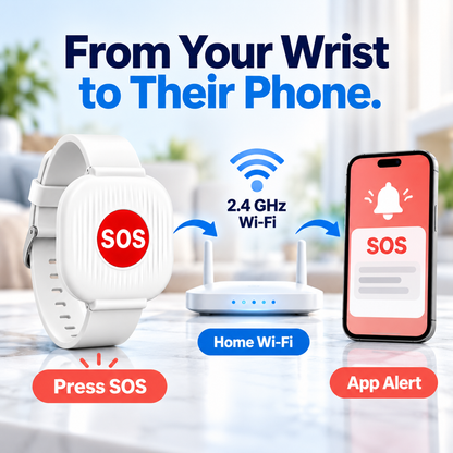 ⚡ One-Touch SOS Safety Watch – Instant Wi-Fi Alerts to Family Phones | Rechargeable & Waterproof Design