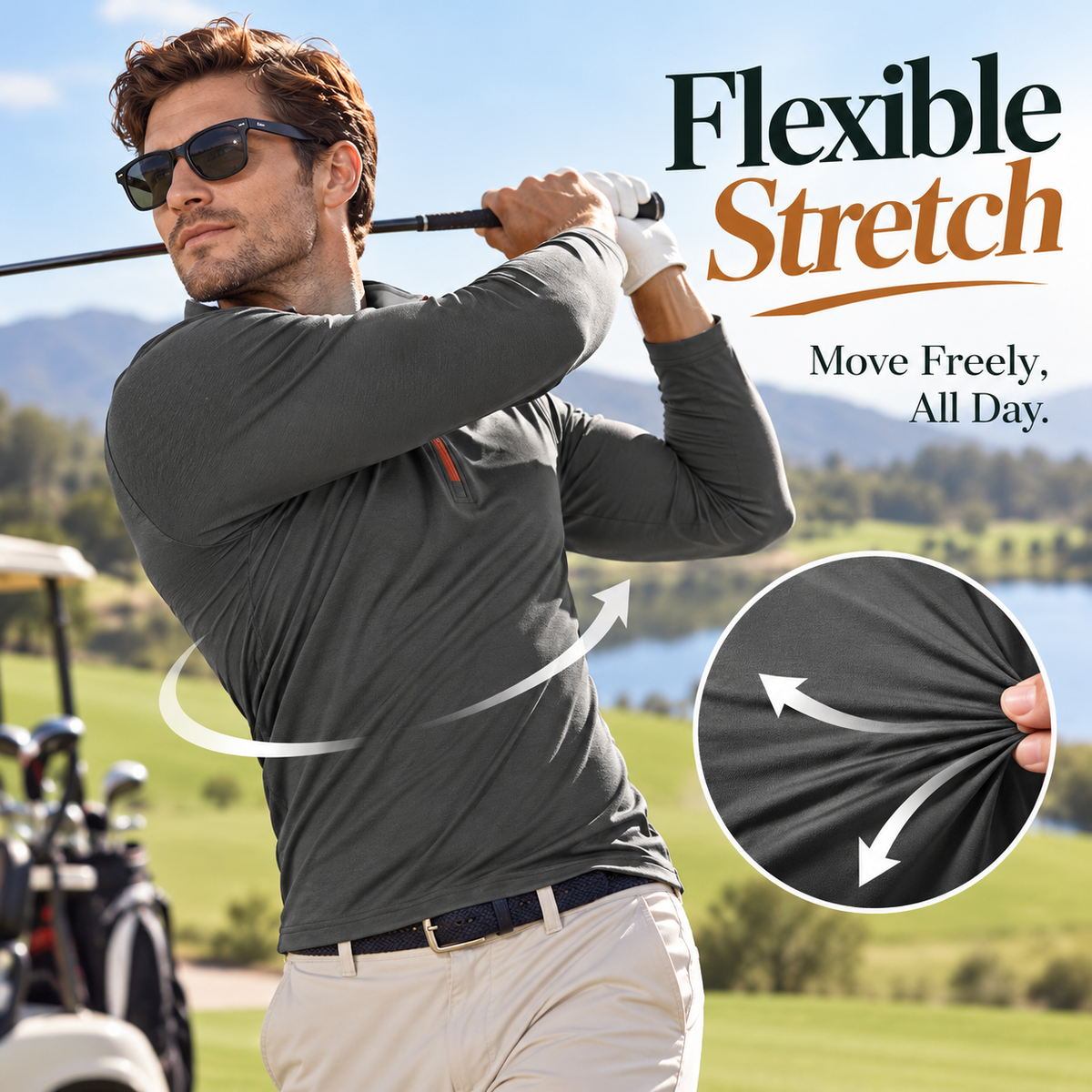 Men’s Quarter-Zip Pullover with Contrast Trim