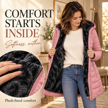 Stay Warm Without the Bulk: Women’s Plush-Lined Puffer Coat