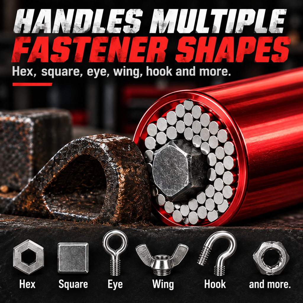 🔧Multifunctional socket tool—automatically adapts to and grips fasteners of various shapes🔧