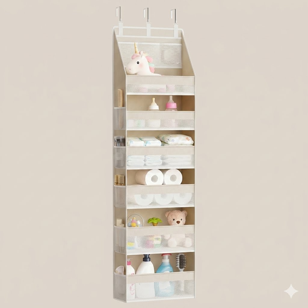 6-Tier Hanging Closet Organizer Over The Door Wardrobe Storage with Clear Card Slot