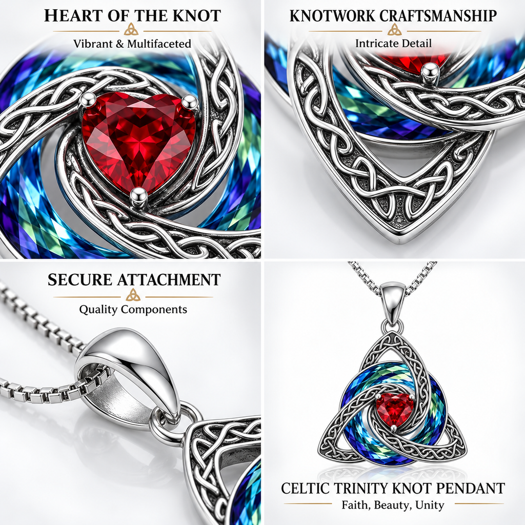 Celtic Trinity Knot Birthstone Necklace - Eternal Love Pendant & Perfect Gift