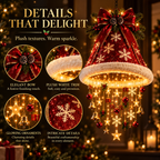 🎄 Premium Lighted Christmas Chandelier ✨ Festive Hanging Holiday Decor with Warm Glowing Lights