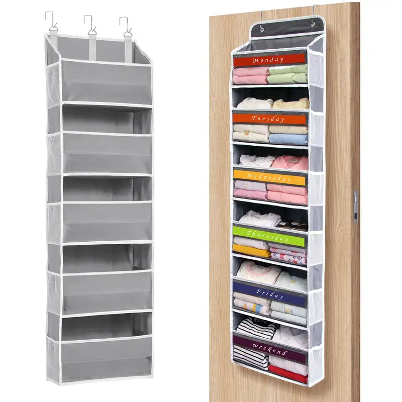 6-Tier Hanging Closet Organizer Over The Door Wardrobe Storage with Clear Card Slot