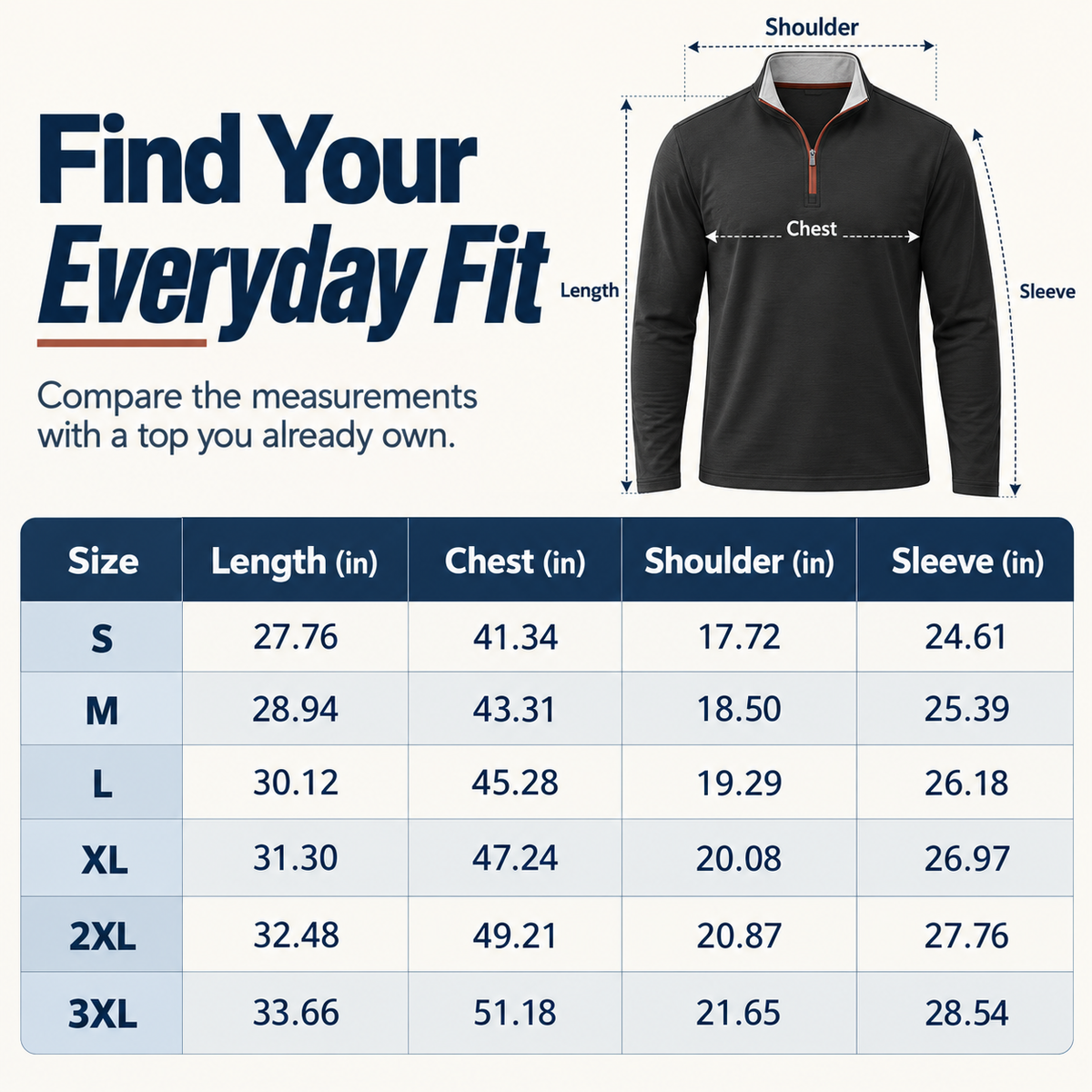 Men’s Quarter-Zip Pullover with Contrast Trim
