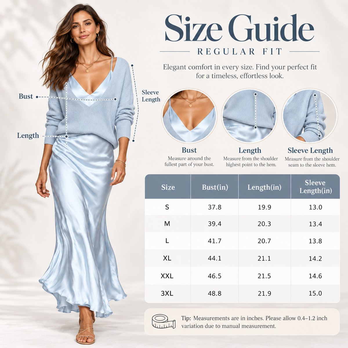 The 2-Piece Satin & Knit Midi Set | V-Neck Pullover & Slip Dress