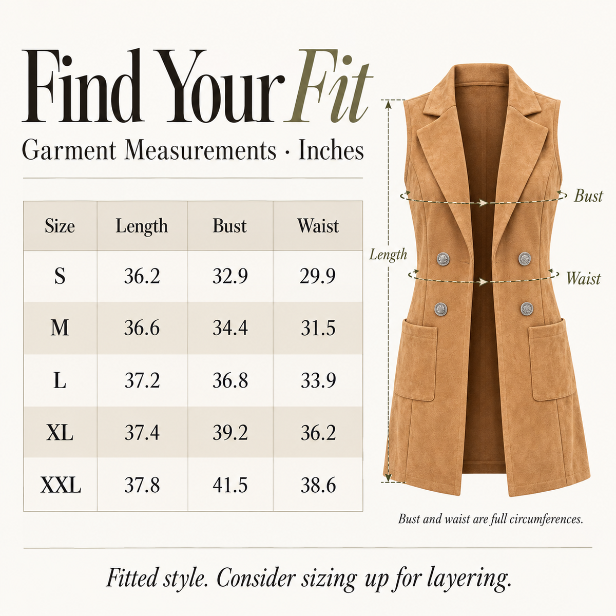 Women’s Vintage Suede-Look Longline Vest