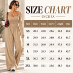 Women’s Square Neck Ruched Wide-Leg Jumpsuit