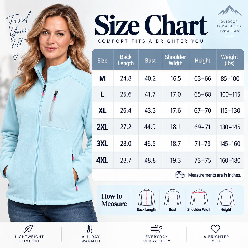 Women's Full-Zip Fleece Jacket with Warm Thermal Lining