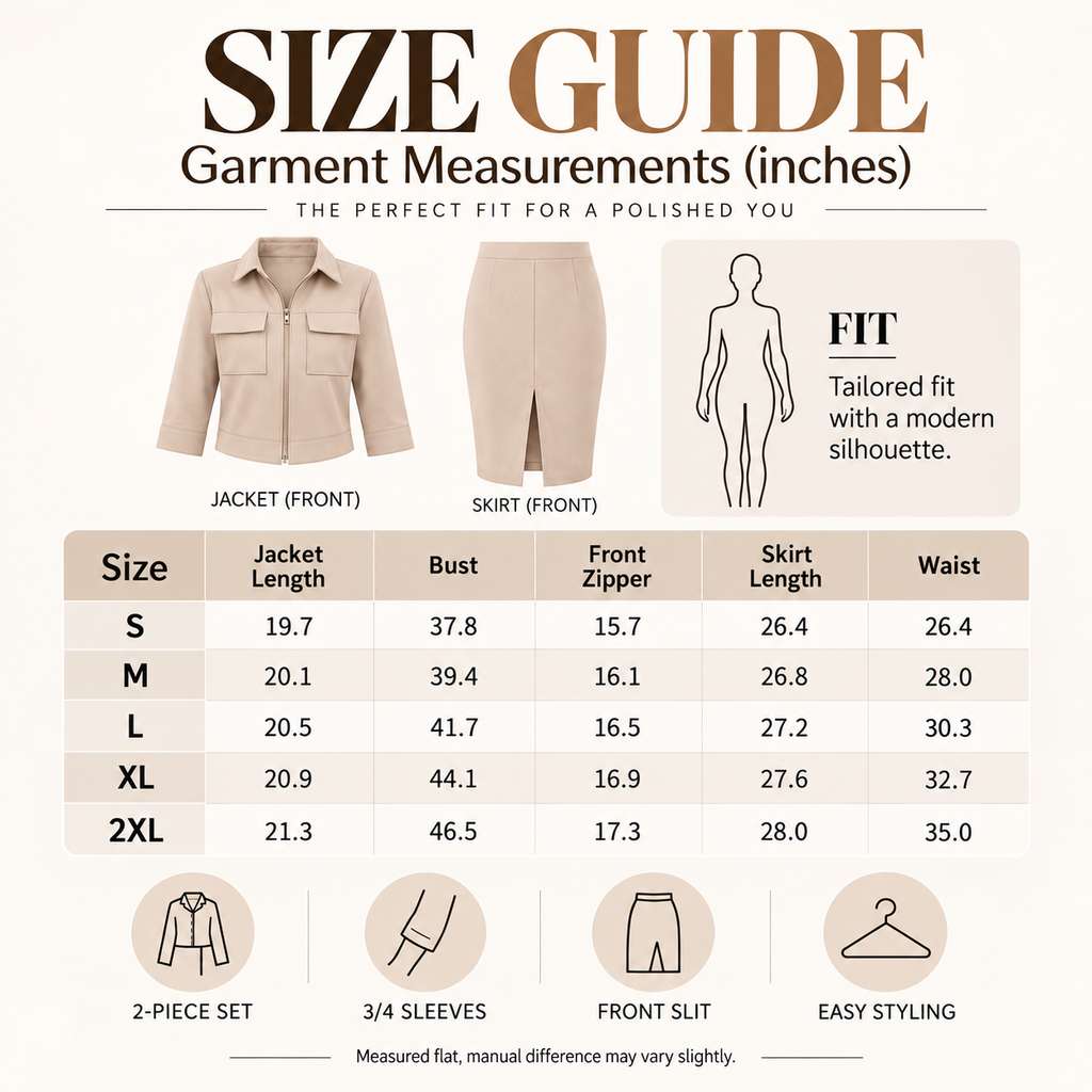 Women's Classic Lapel Crop Jacket & Split Midi Skirt Workwear Two-Piece Set