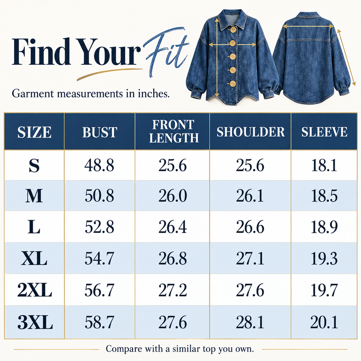 Boho Textured Denim Jacket - Loose Fit Lantern Sleeve Jacket with Oversized Gold Buttons
