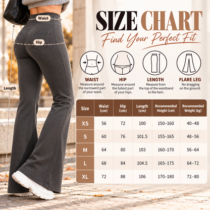 Women’s Fleece-Lined Flare Pants – High-Waisted with Pockets 🤎