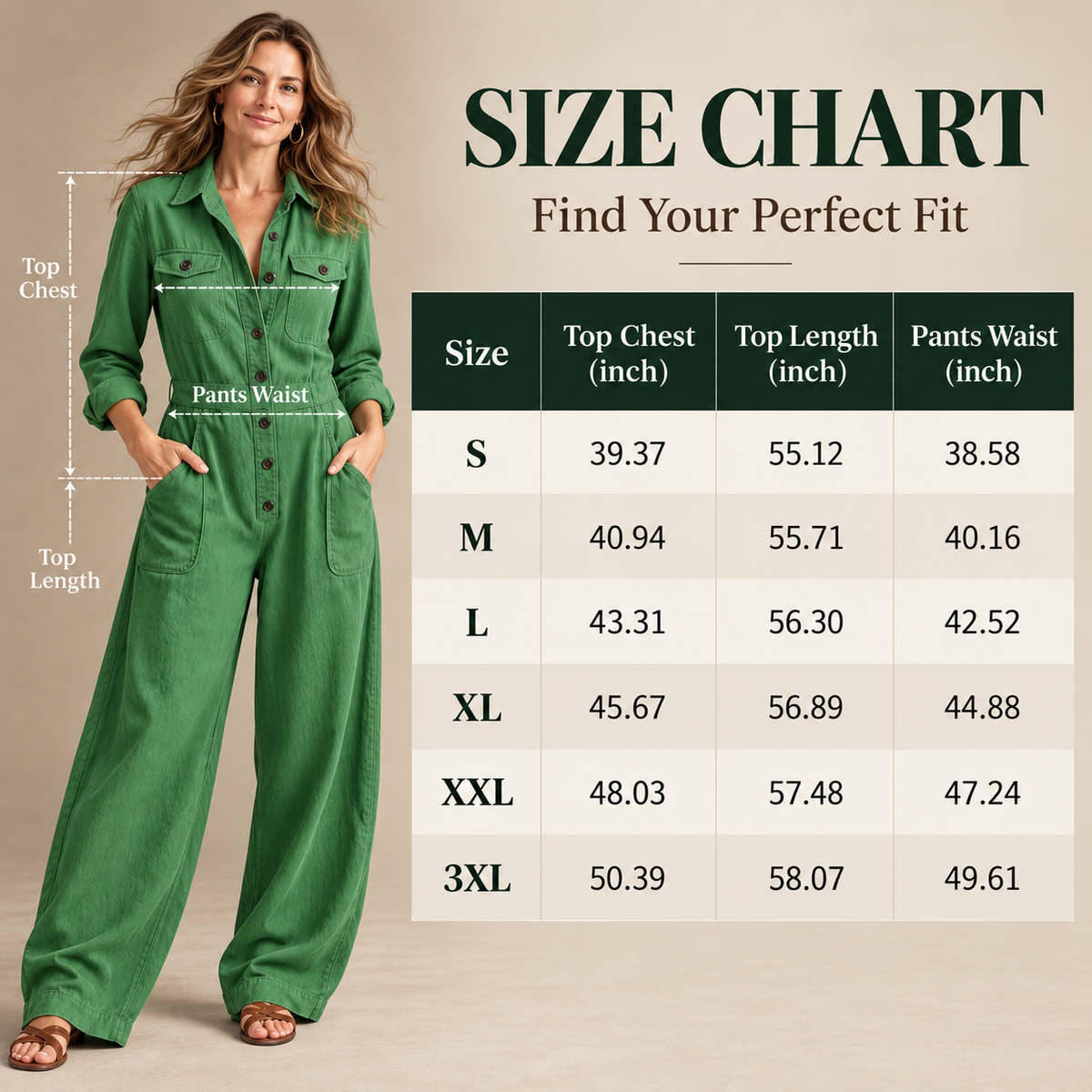 Women's 2026 New French Style Button-Front Full-Length Workwear Jumpsuit