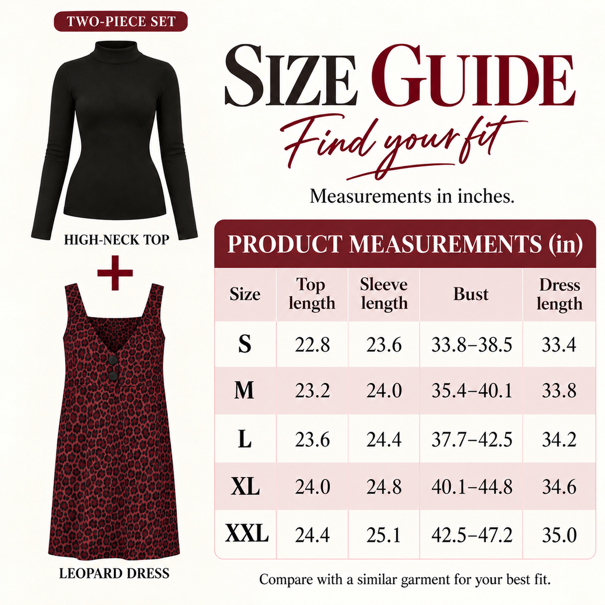 Women's Fall Leopard Print Two-Piece Layered Dress Set
