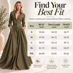 Women's Long-Sleeve Collared Button-Front Maxi Dress