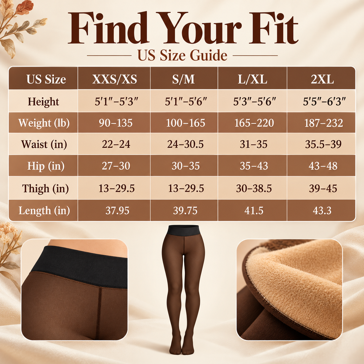 Women’s Fleece-Lined Sheer-Look Tights | High-Waisted & Cozy 🖤