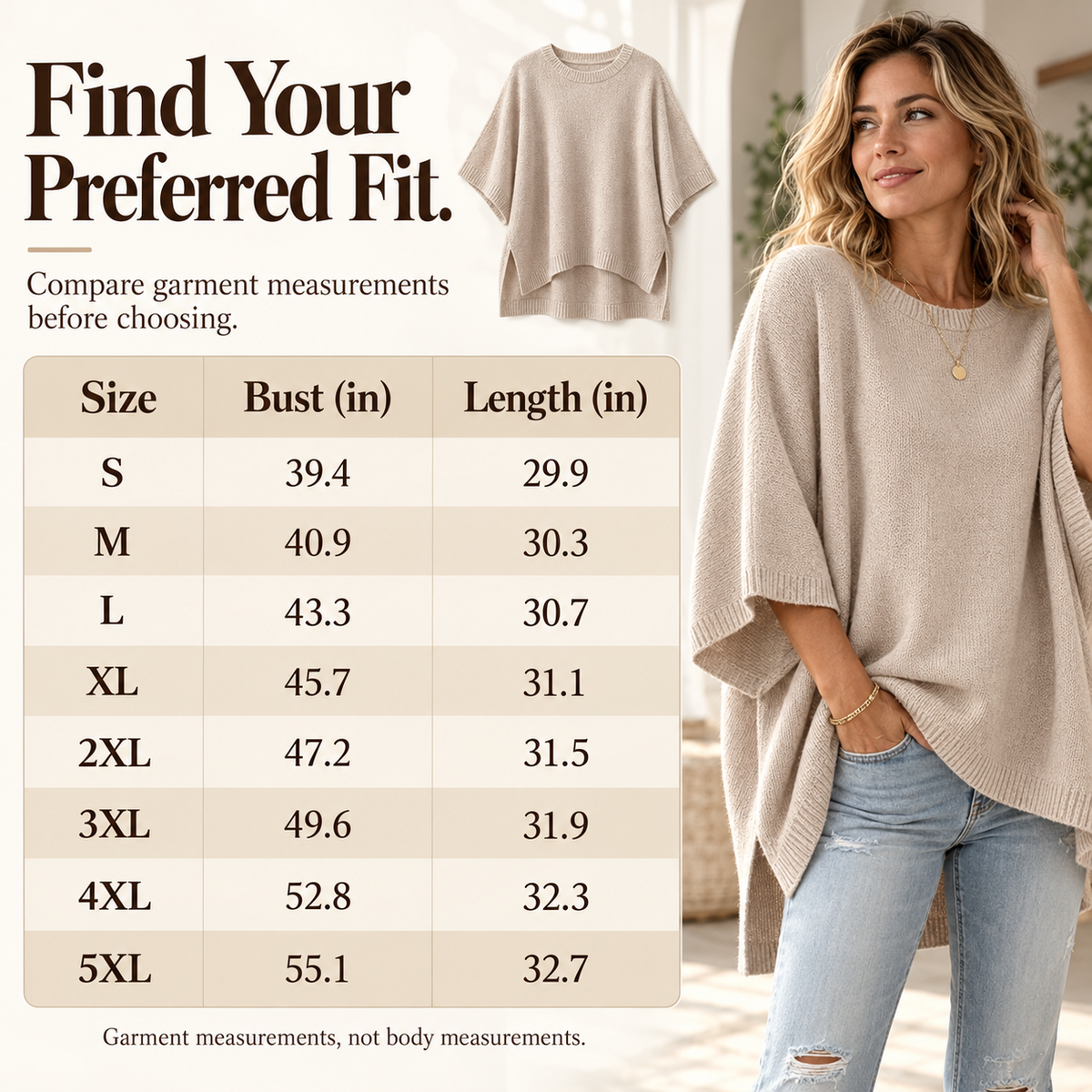 Everyday Relaxed Batwing Knit Sweater - Round Neck Oversized Pullover