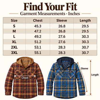 Men’s Quilted Flannel Hooded Shirt Jacket