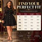 Women's Elegant Lace Panel A-Line Shirt Dress: Waist-Defining Button-Front Silhouette