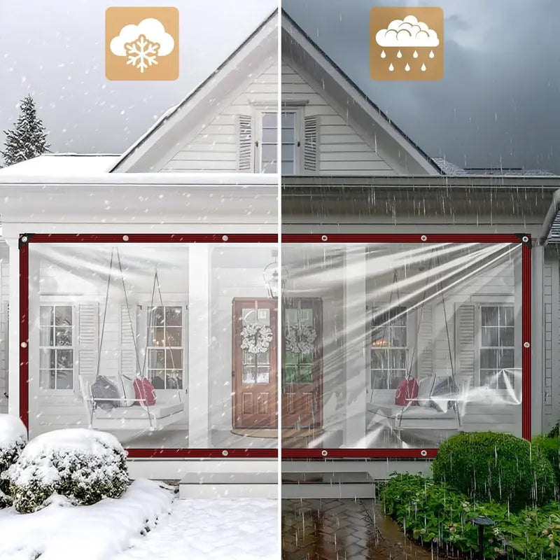 All-Weather Clear Heavy-Duty Outdoor Tarp (7x10 FT) – Tear-Resistant Transparent PE Cover with Reinforced Grommets