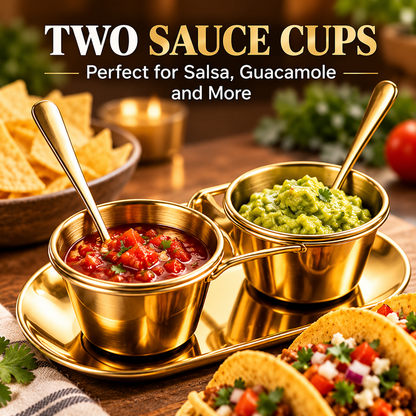 6-Piece Set Gold Taco Holder & Serving Set with Sauce Cups