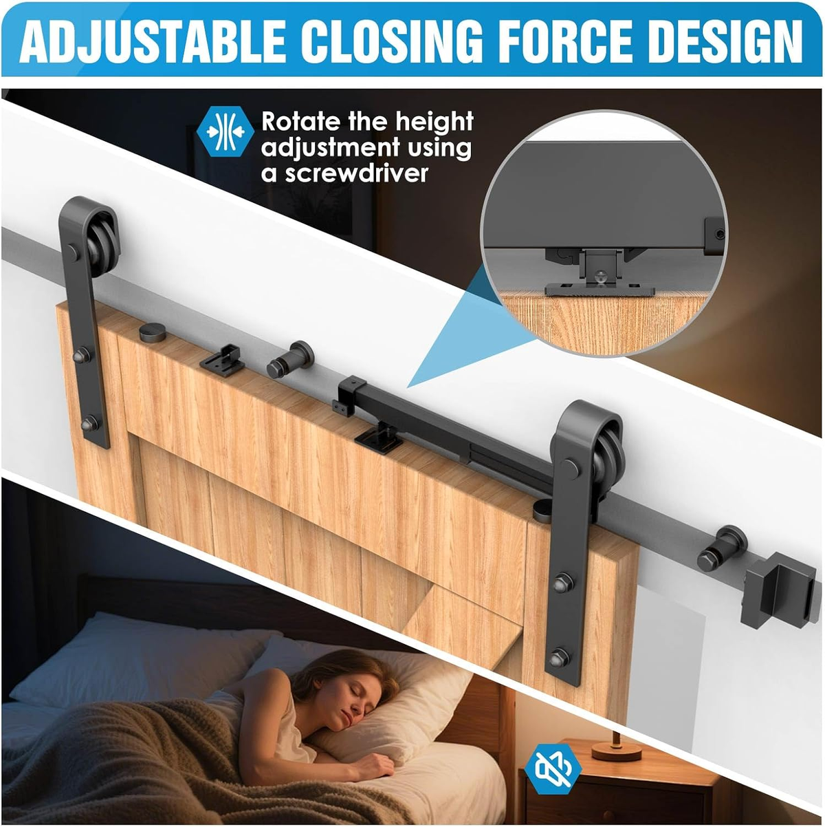 🚪Barn Door Soft Close Kit for 88-132 lbs Flat Track, Hidden Track-Mounted Damper🚪