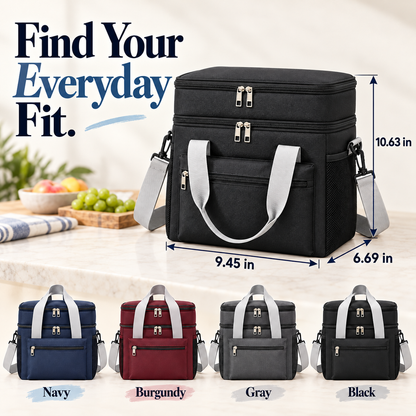 🍱 Dual-Layer Insulated Lunch Bag | Leakproof Cooler Tote with Strap ❄️