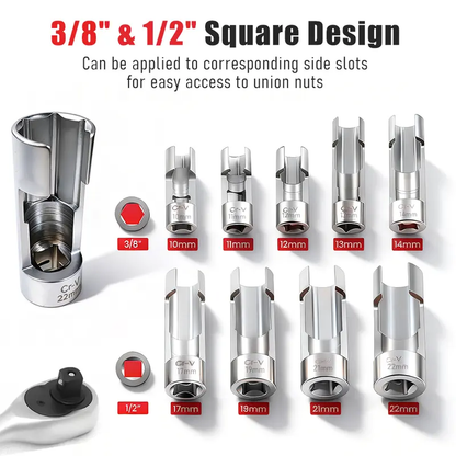 🔧3/8" 1/2" Injector Fuel Line Socket Wrench Set 10-22mm🔧