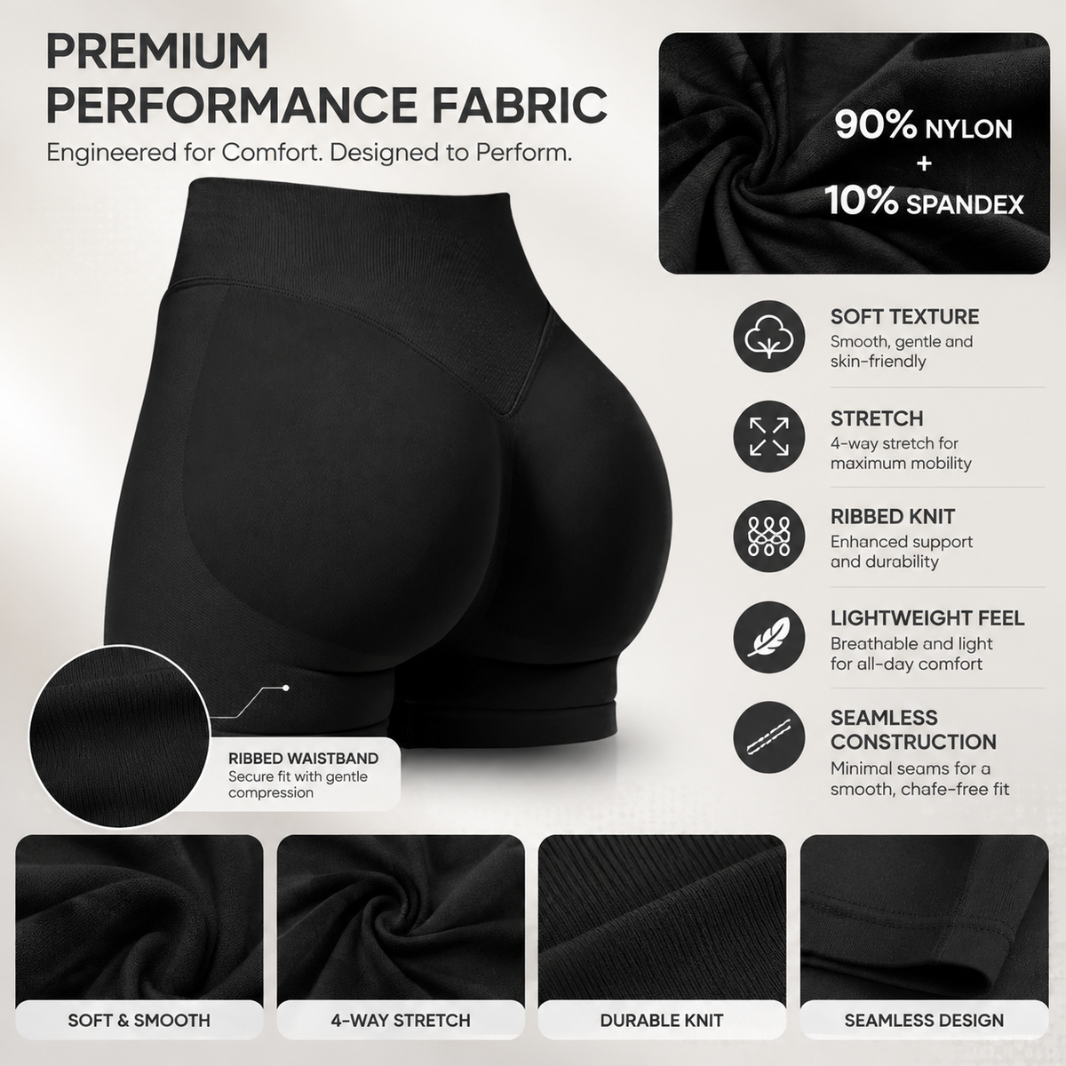 Women's High-Waisted Butt-Lifting Athletic Shorts (4-Pack)