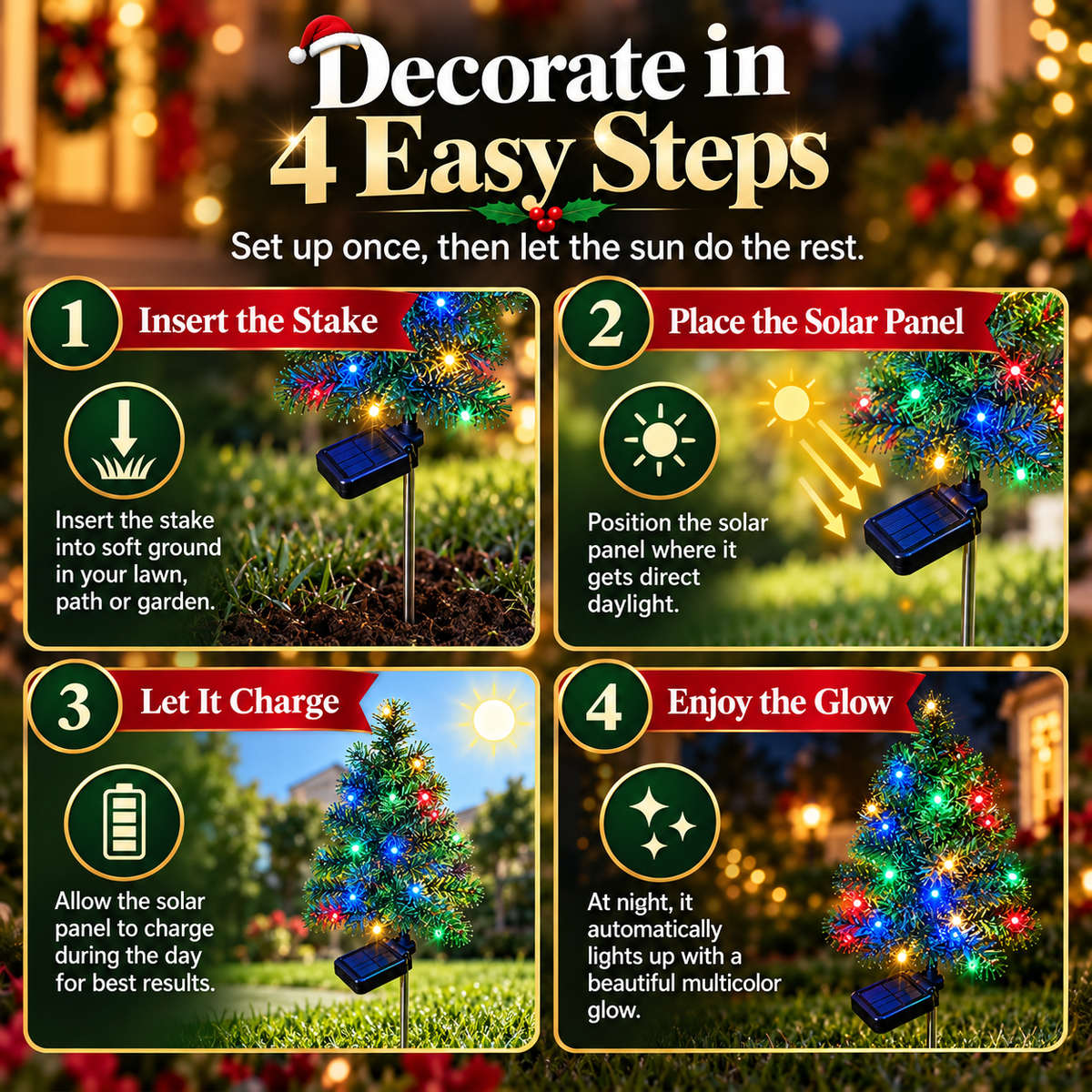 🎄 Solar Christmas Tree Garden Light – Festive Outdoor Holiday Decor