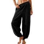 Loose Elastic Waisted Palazzo Harem Pants with Pockets