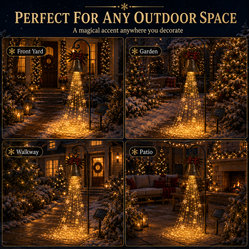🎄 Christmas Bell Cascade Solar Yard Light