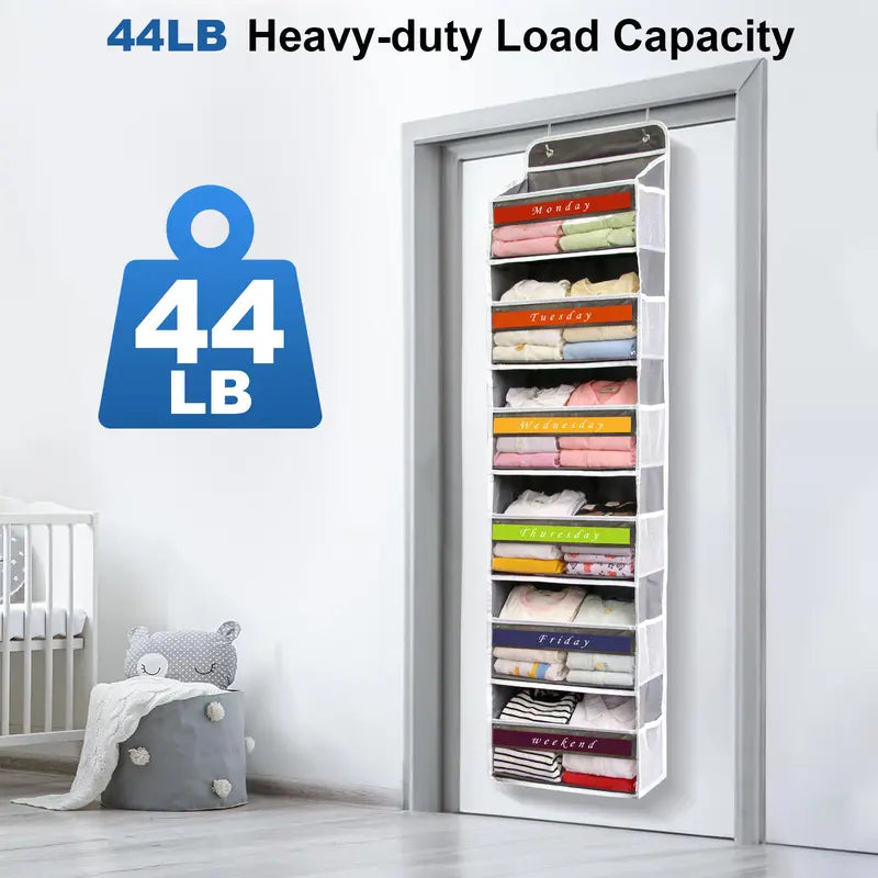6-Tier Hanging Closet Organizer Over The Door Wardrobe Storage with Clear Card Slot