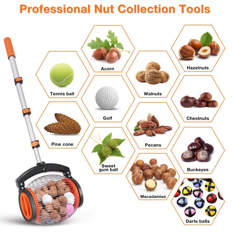 🍎Nut Gatherer – No-Bend Roller with Foot-Operated Quick Release🍎
