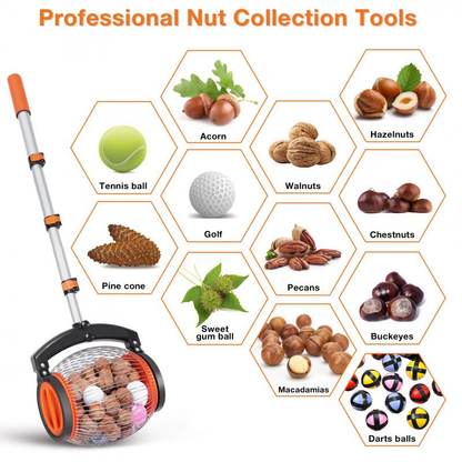 🍎Nut Gatherer – No-Bend Roller with Foot-Operated Quick Release🍎